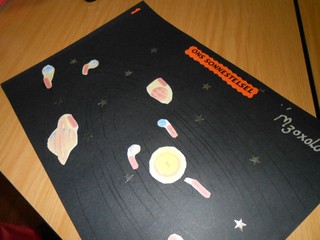 An example of a solar system chart completed by the children