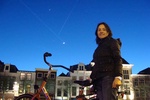 Nightfall in Leiden with the Moon, Jupiter and Venus