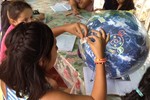 Teenage girls in Ecuador with the Earth Ball